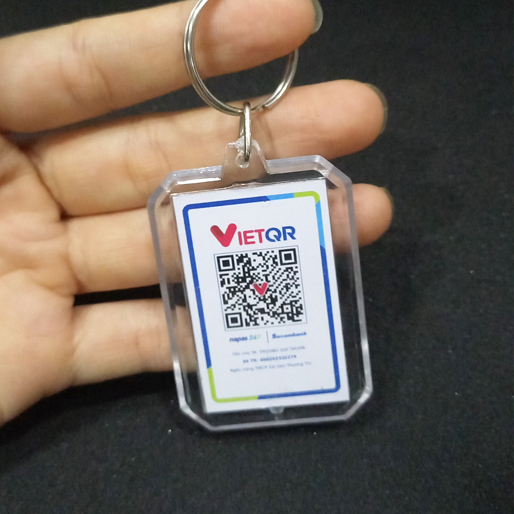 Móc Khoá Mica in mã QR Code in 2 mặt theo yêu cầu
