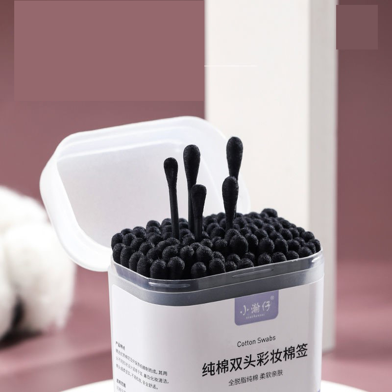 Bông Ngoáy Tai, Tăm Bông Ngoáy Tai Hộp 200 Que Kháng Khuẩn 2 Đầu Dẹt Tròn Vệ Sinh Tai, Mũi, Lấy Ráy Tai An Toàn