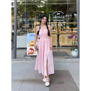 Đầm cổ yếm cột dây