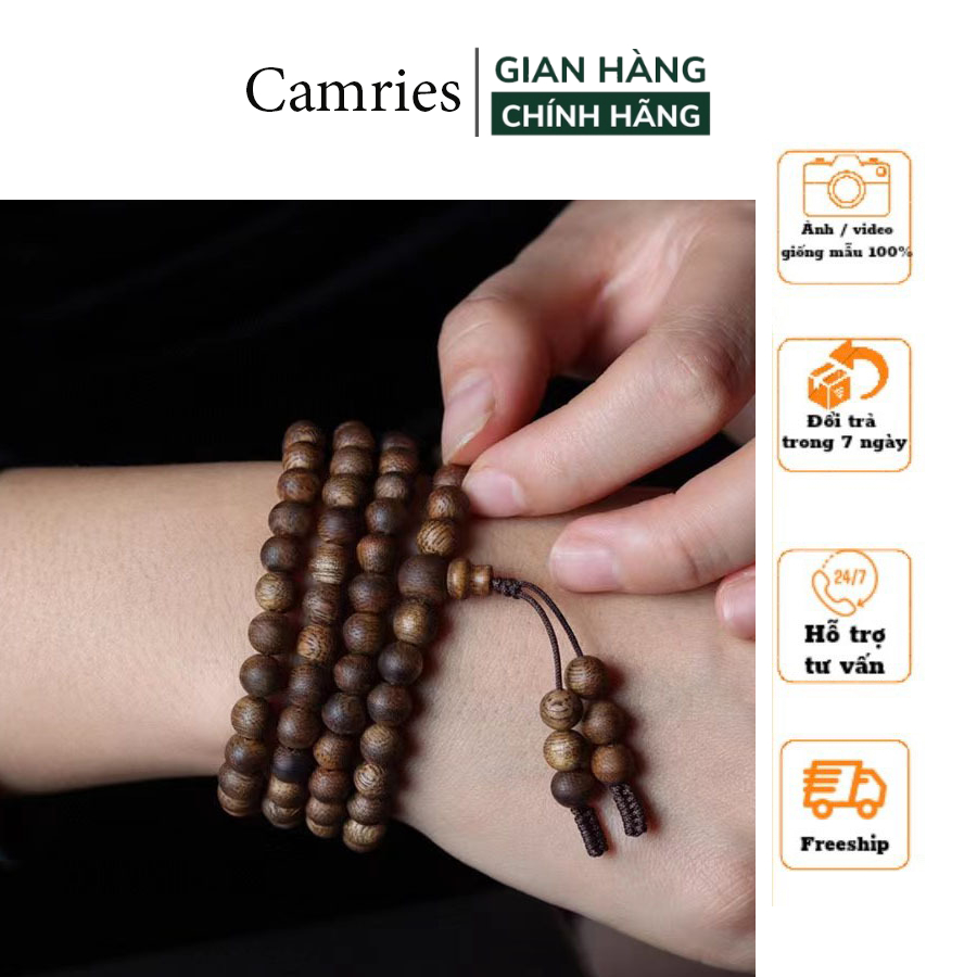 Vòng tay trầm hương 108 hạt - Vòng trầm hương tốc vườn Quảng Nam mùi thơm nhẹ - camries