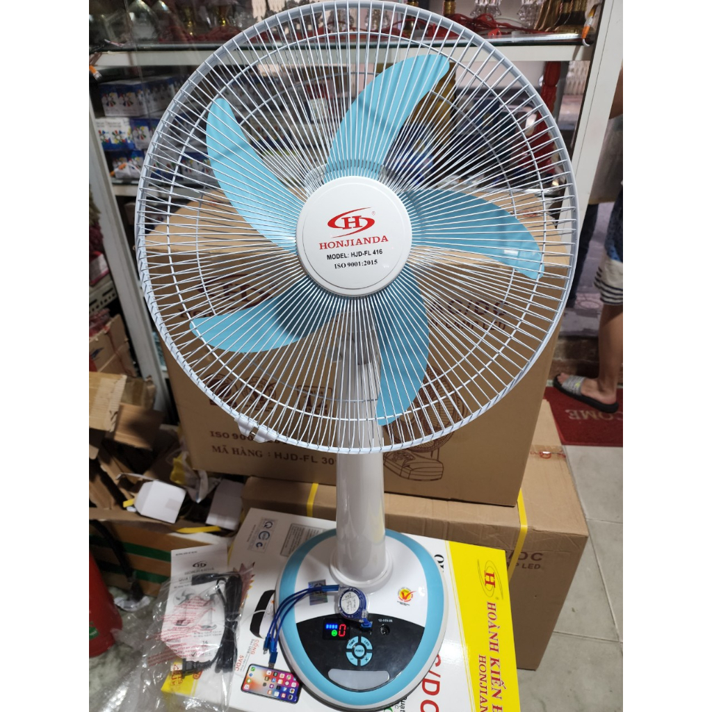 QUẠT SẠC TÍCH ĐIỆN HOJIANDA 416 QUẠT LỞ - BÌNH 12V