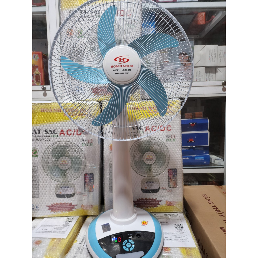 QUẠT SẠC TÍCH ĐIỆN HOJIANDA 416 QUẠT LỞ - BÌNH 12V