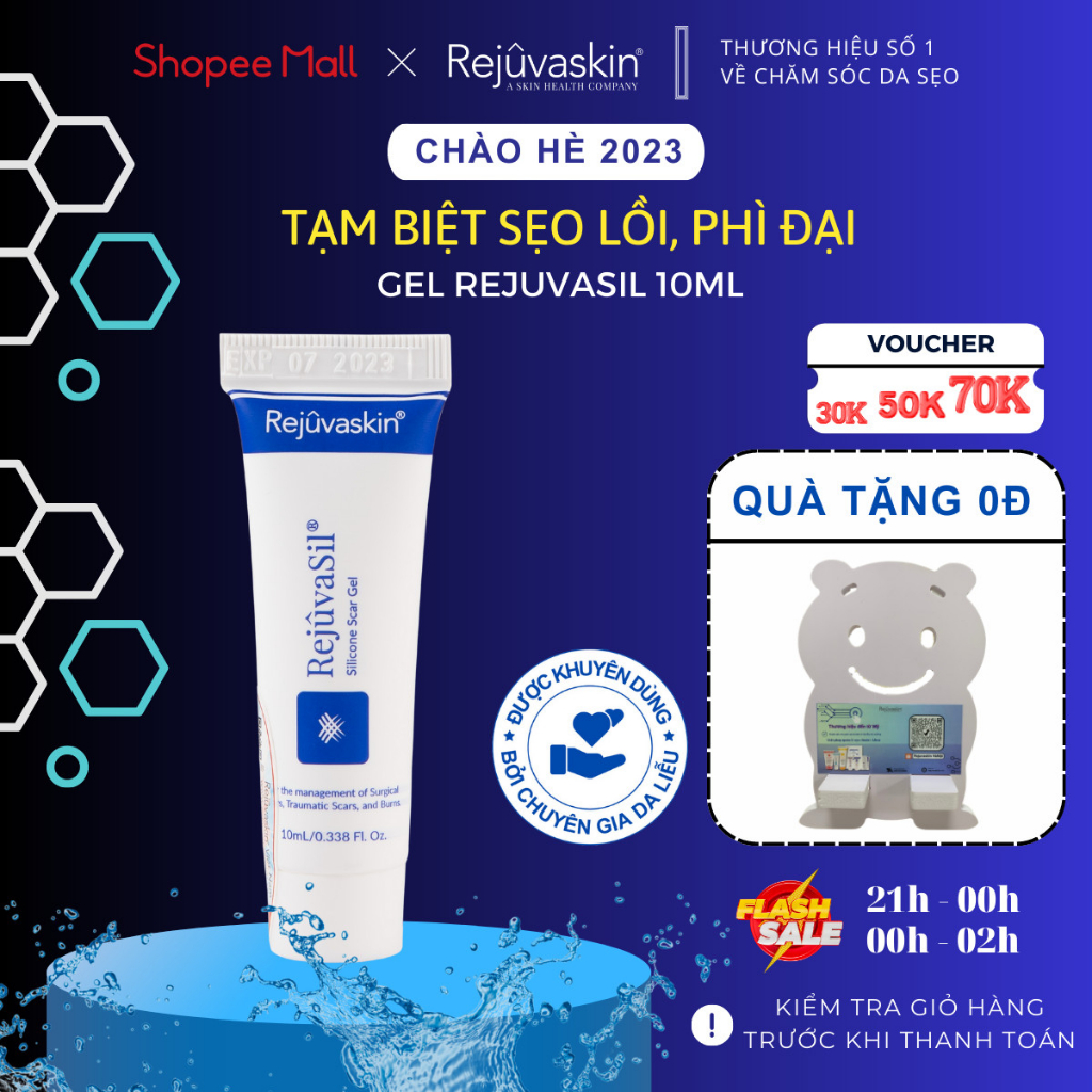 Gel ngăn ngừa và làm xẹp sẹo lồi, sẹo phì đại Rejuvasil 10ml