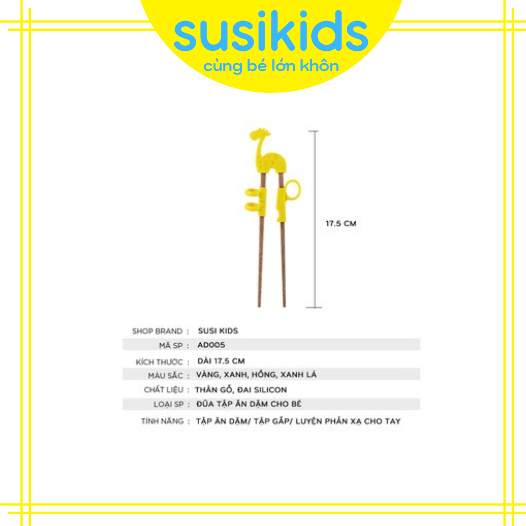 Đũa tập ăn cho bé xỏ ngón bằng gỗ an toàn  SUSIKIDS