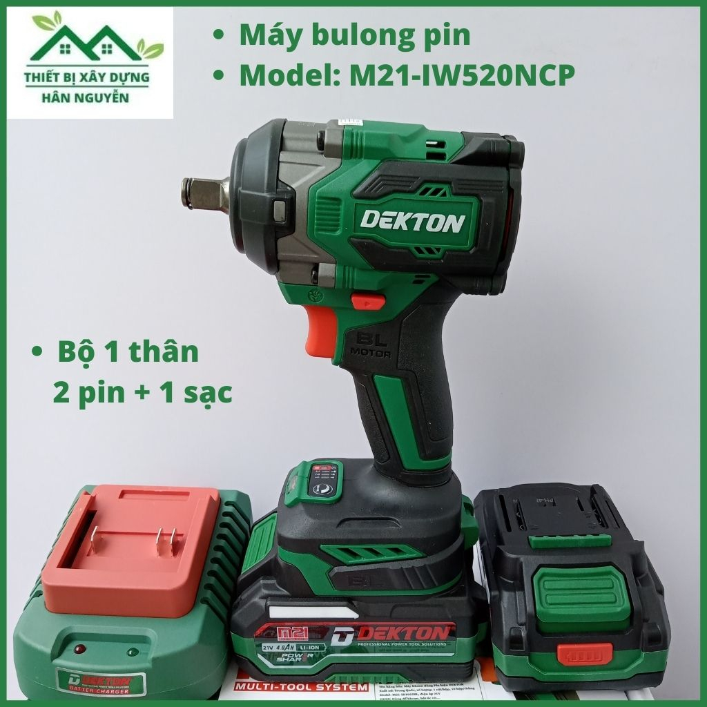 Máy bắn bulong Dekton M21 IW520NCP 21V,đầu 1/2"(12.7mm)không chổi than