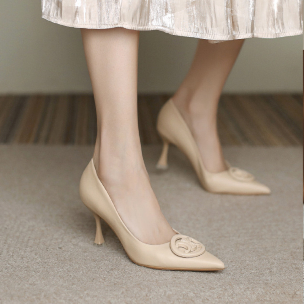 Giày Nữ Cao Cấp , Giày Cao Gót Nữ Mũi Nhọn, Đế Nhọn Cao 6p Charm Cao Cấp, Kiểu Dáng Trẻ trung- DA782