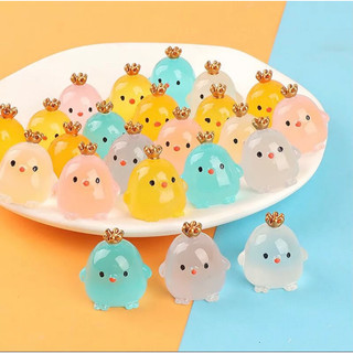 Set 10 charm gà phát quang đội vương miện