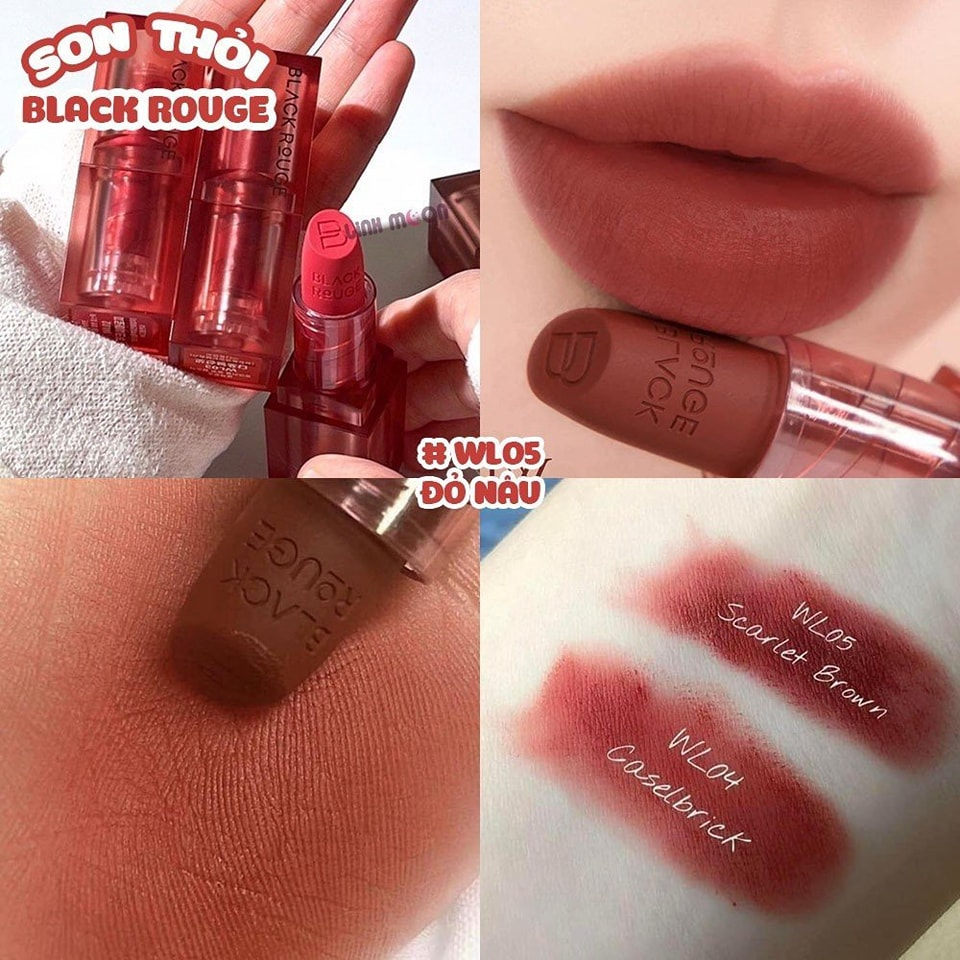 Son thỏi BLACK ROUGE Wearable Velvet Lipstick mềm mịn siêu lì.
