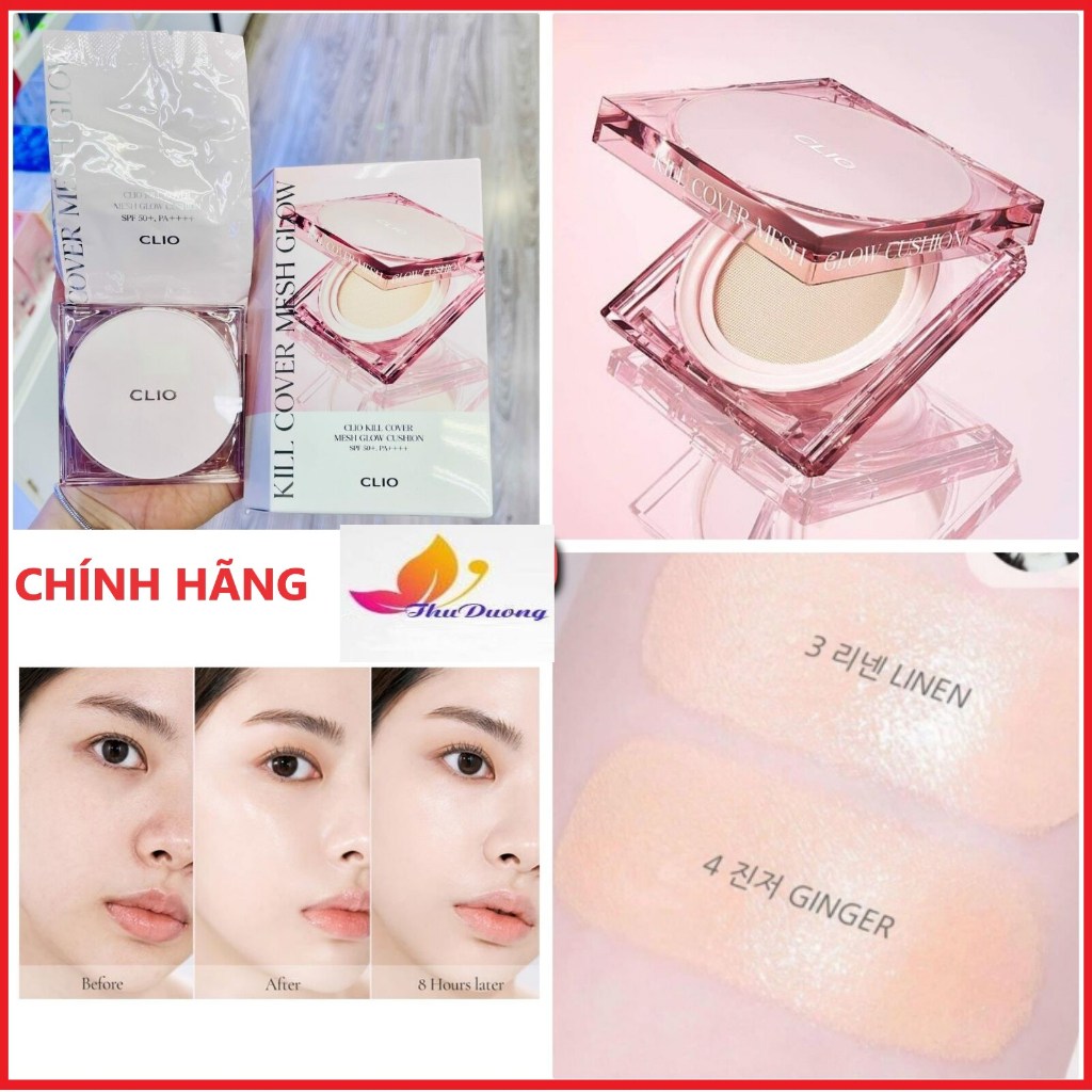 Phấn Nước Che Phủ Căng Mướt Da CLIO Kill Cover Mesh Glow Cushion SPF50 [Kèm Lõi Thay Thế]