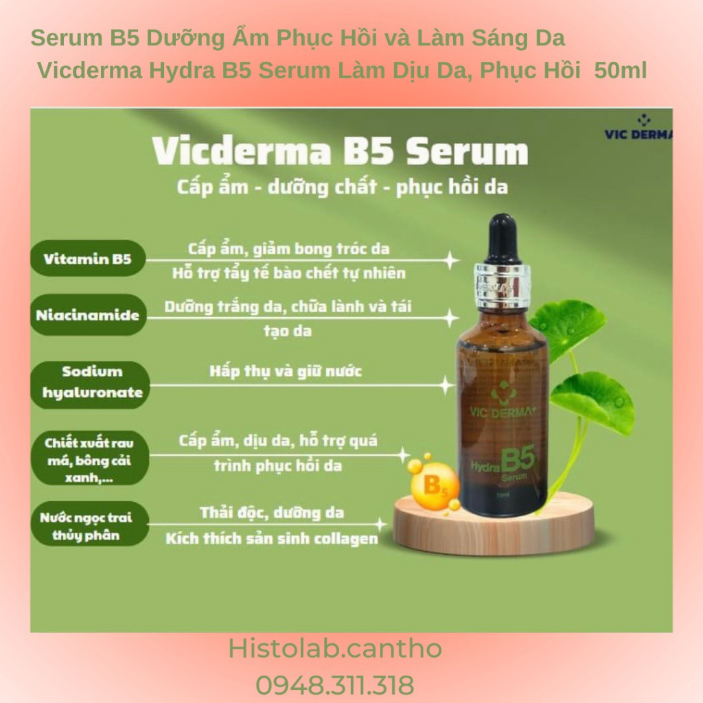 Serum Cấp Ẩm, Phục Hồi Vic Derma+ Hydra B5, SERUM PEARL HA VIC DERMA+