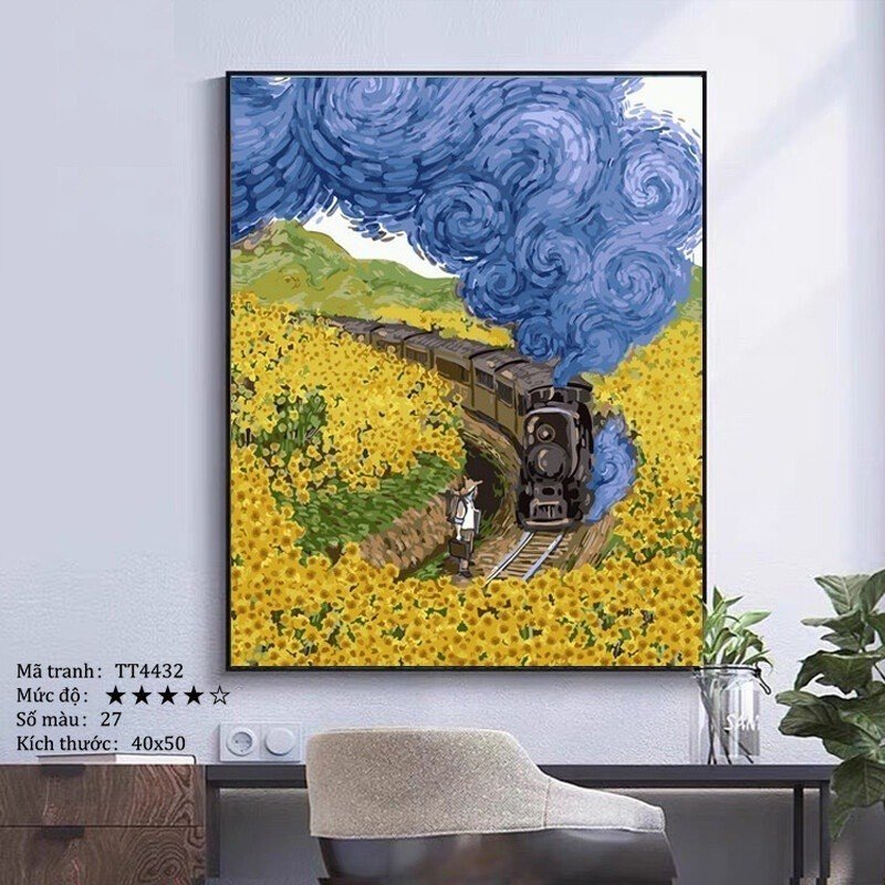 KHUNG 1.6 CM- Tranh sơn dầu số hóa rẻ,đẹp,TẶNG KHĂN,tranh tô màu theo số- ĐÃ CĂNG KHUNG 40x50,CÓ SƠN BÓNG-MÀU-CỌ-MÓCTREO