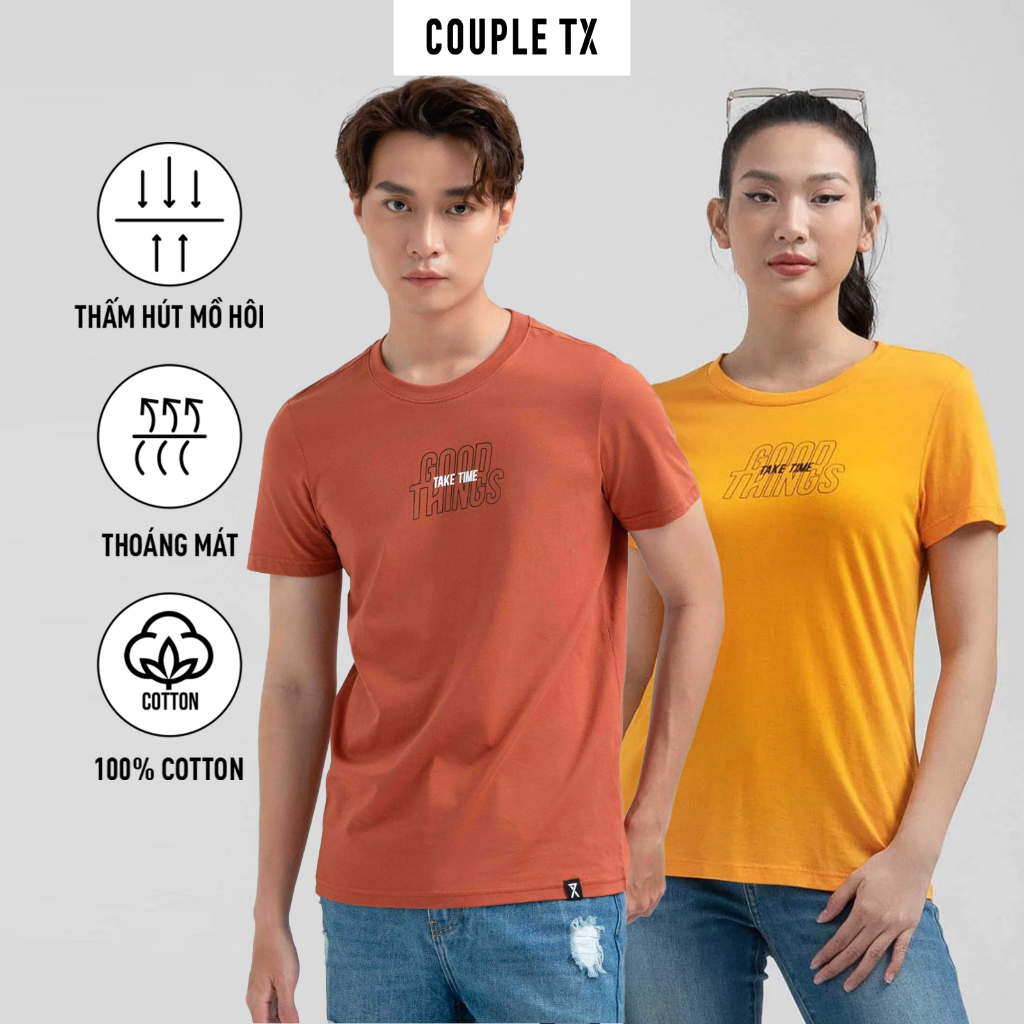 Áo Thun Nam Nữ Couple TX Slim Fit In Typo Good Things Take Time