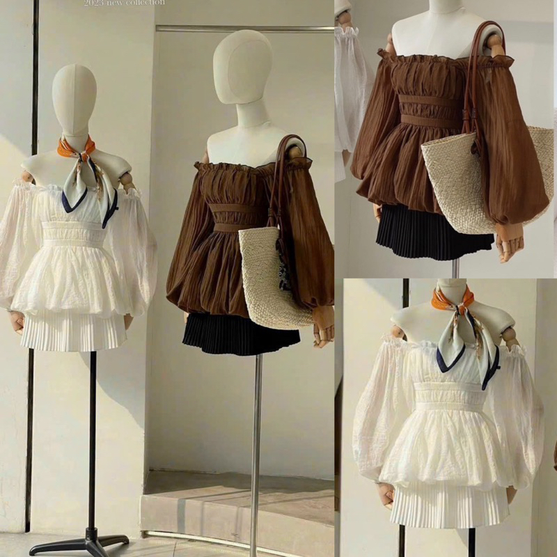 SET ÁO PEPLUM VOAN BOCHUN TRỄ VAI TAY PHỒNG + SHORT