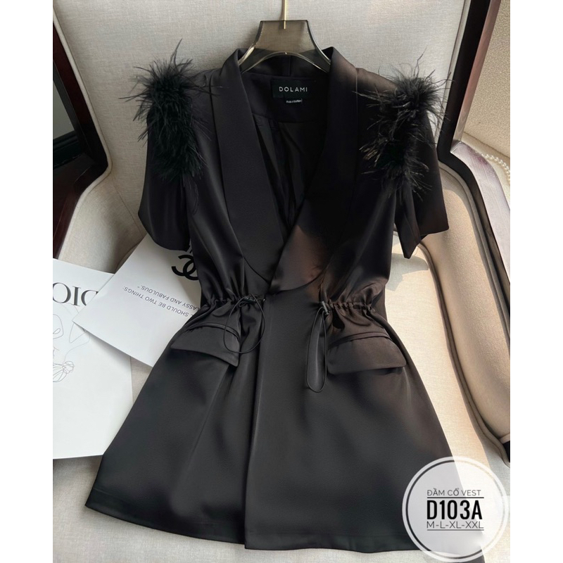 Đầm cổ vest lông vũ bigsize 55kg-90kg🧧🧧