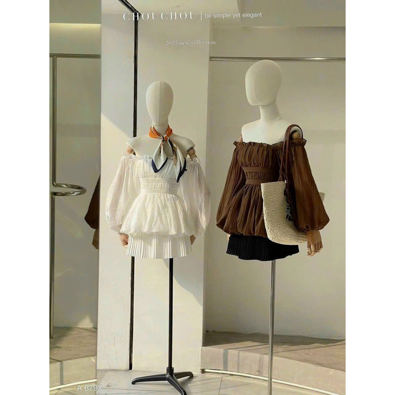 SET ÁO PEPLUM VOAN BOCHUN TRỄ VAI TAY PHỒNG + SHORT