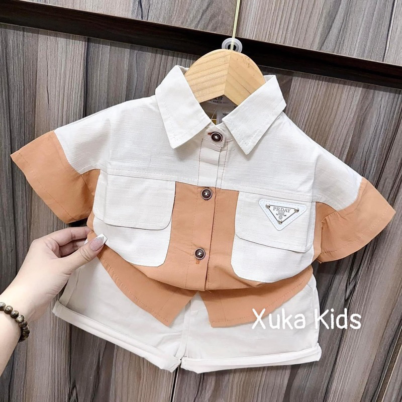 Các mẫu áo Sơ mi kèm quần cho bé trai