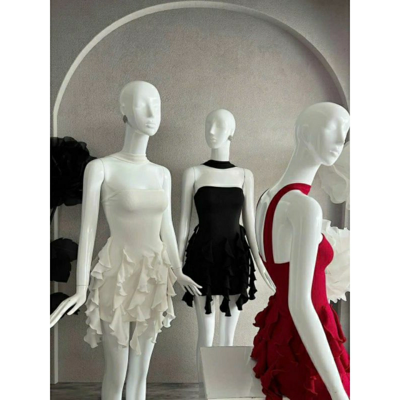 Đầm body dáng ngắn phối bèo tua rua siêu đẹp