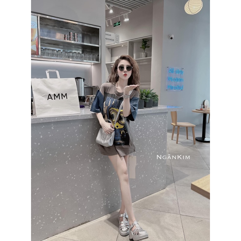Áo thun phối tay bò bigsize 60kg - 110kg