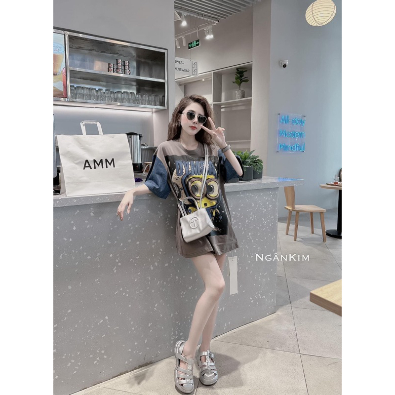 Áo thun phối tay bò bigsize 60kg - 110kg