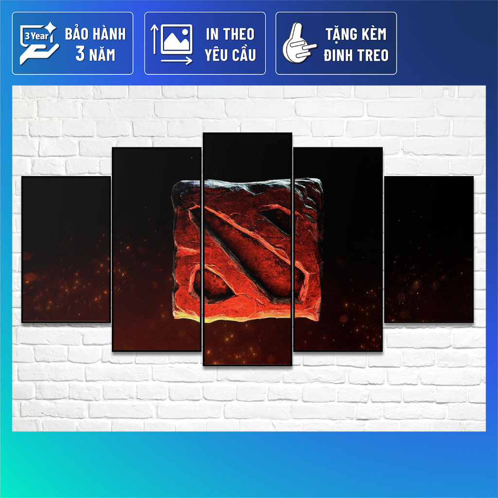 Bộ 5 Tranh treo tường game DOTA2 kèm khung composite VIRTY Tranh Canvas decor phòng ngủ, phòng làm việc