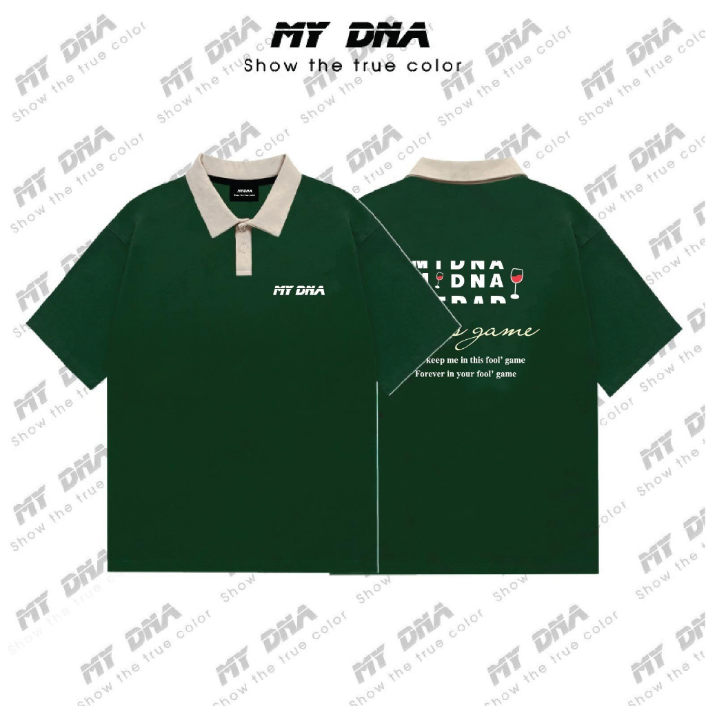 Áo polo cao cấp local brand cặp đôi nam nữ đẹp tay lỡ form rộng unisex basic 100% cotton phối màu full box MY DNA
