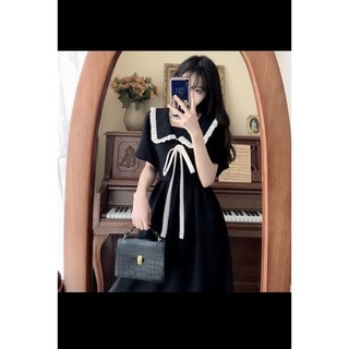 Váy babydoll cổ thủy thủ đính nơ bigsize (thanh lý)