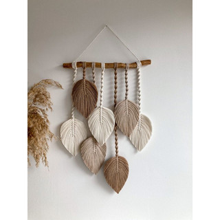 Rèm macrame trang trí nhà cửa tông nâu sang trọng