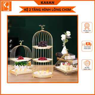 Khay bánh kẹo,hoa quả hình lồng chim 2 tầng, kệ đựng đồ mỹ phẩm, bánh ngọt tiện dụng, kích thước 23x23x42cm, 26x16x42cm
