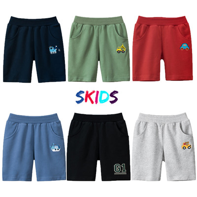 Quần short bé trai hàn quốc thêu oto khủng long chất cotton mền mịn cho bé SKIDS