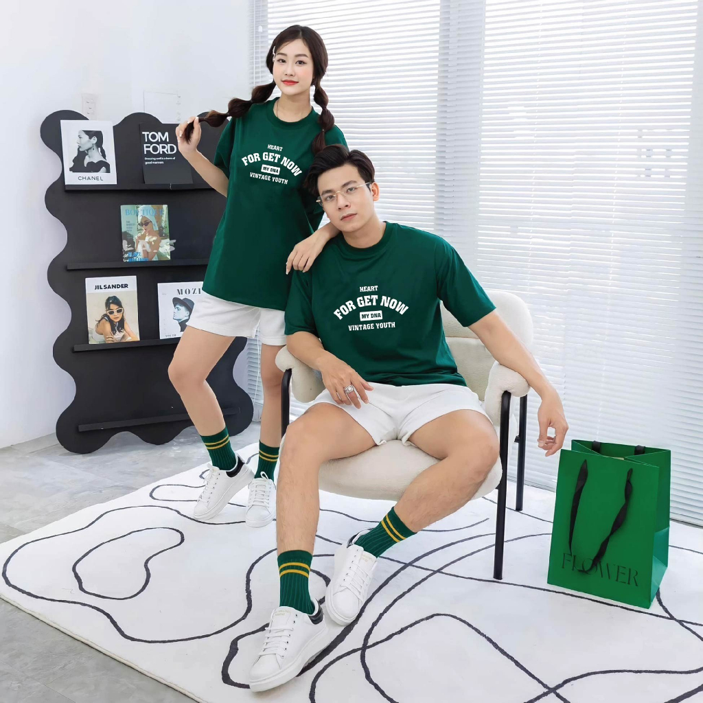 Áo phông thun tay lỡ local brand màu xanh lá đậm form rộng unisex cotton basic cặp đôi nam nữ bigsize MY DNA 2023