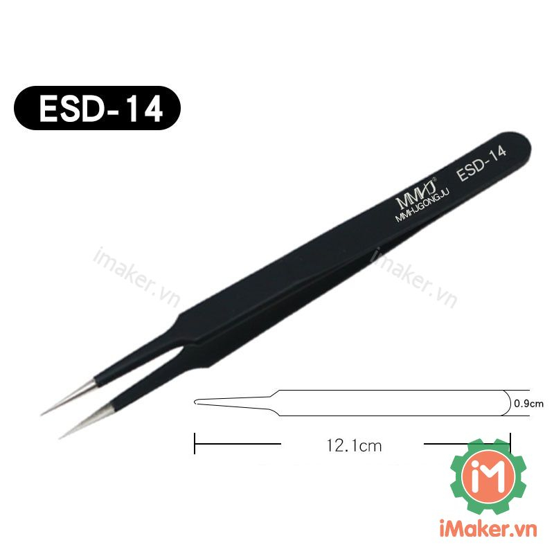 Nhíp kẹp linh kiện điện tử ESD iMaker chân thẳng chân cong, đầu tù gắp chính xác đủ kích thước