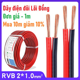 [1 mét[ cáp điện đồng, dây điện đôi đỏ đen 2 dây rvb 0.3, 0.5, 0.75, 1mm