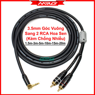 Dây Jack 3.5mm Góc Vuông Ra 2 Đầu RCA Bông Sen Chống Nhiễu, dài 1.5m-3m-5m, giá 1 dây.