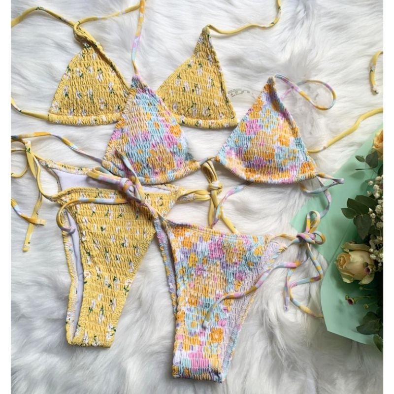 Bikini 2 Mảnh Dún Hoa Cúc Nhí Nhiều Màu Pastel