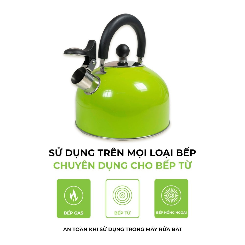 Ấm Đun Bếp Từ, Ấm Đun Nước Faster 2.5 L Có còi báo sôi