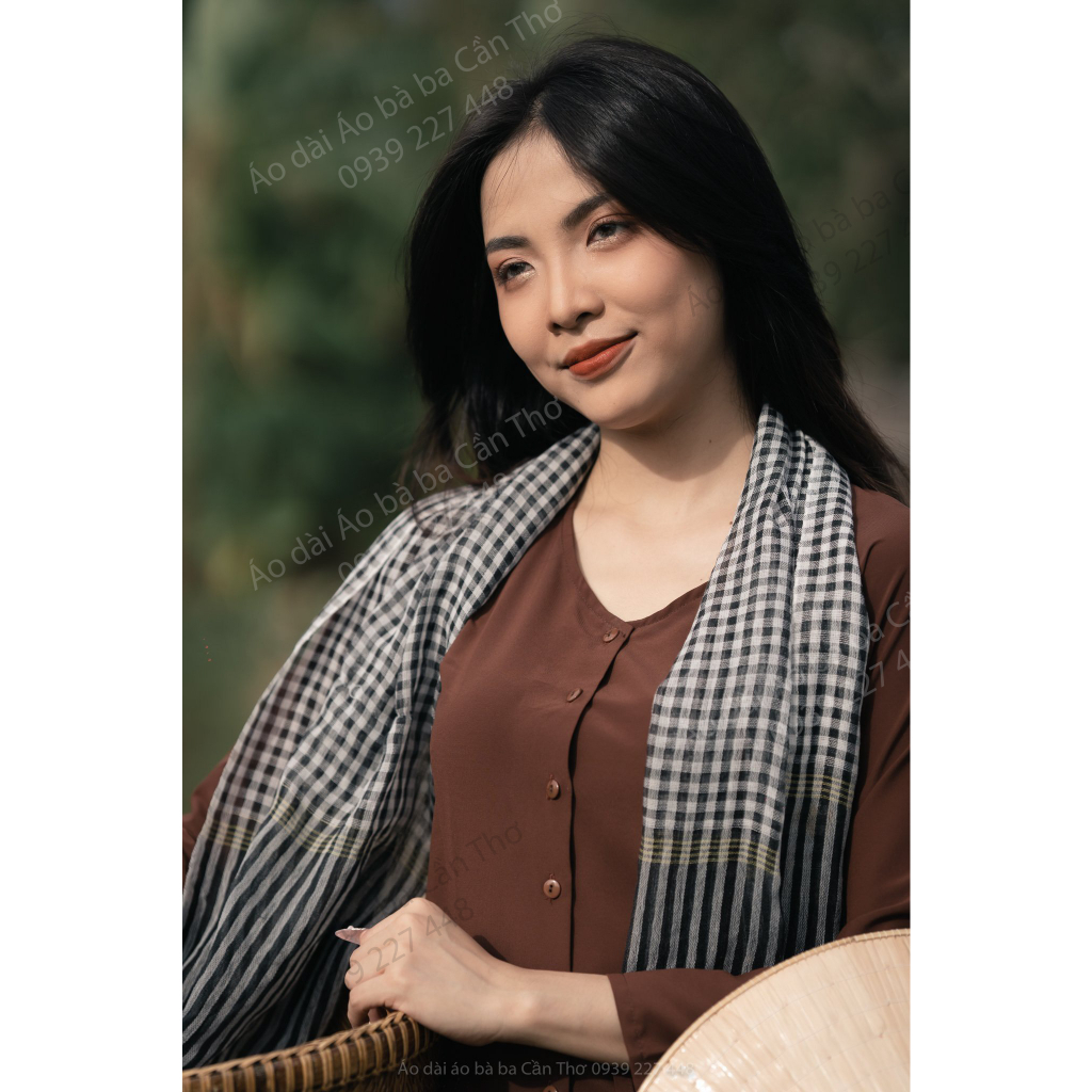 Bộ áo bà ba lụa nâu - Có bộ bà ba Bigsize- may sỉ bà ba toàn quốc - May bộ bà ba theo yêu cầu