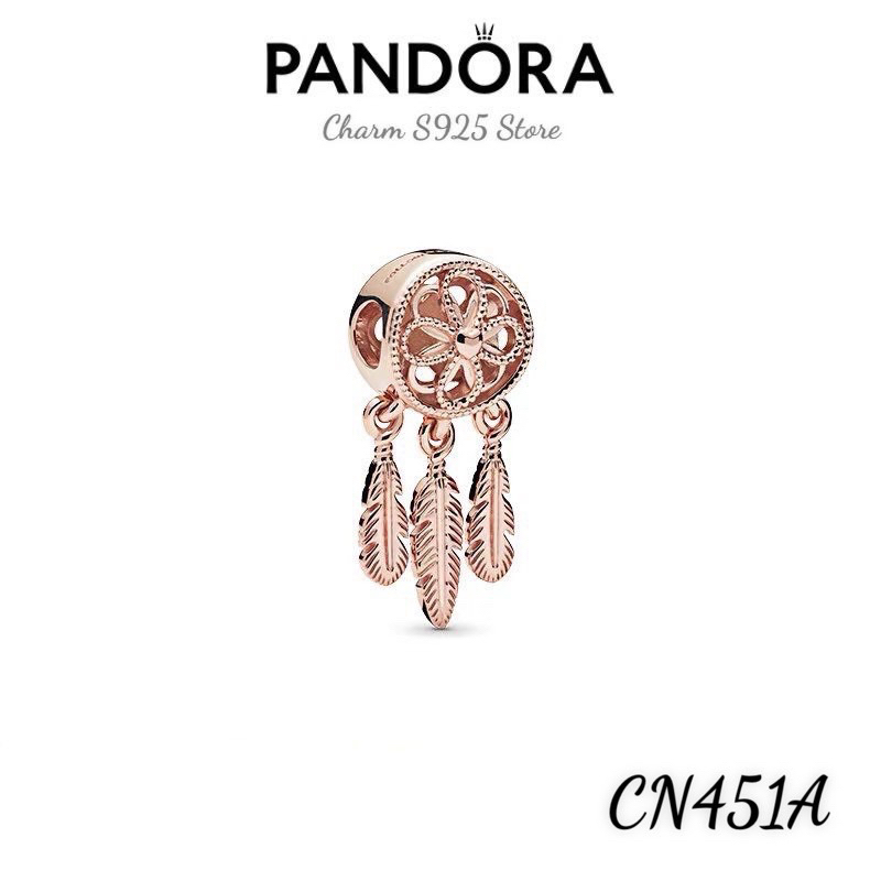 charm pan xỏ ngang 3 lá vàng hồng bạc s925