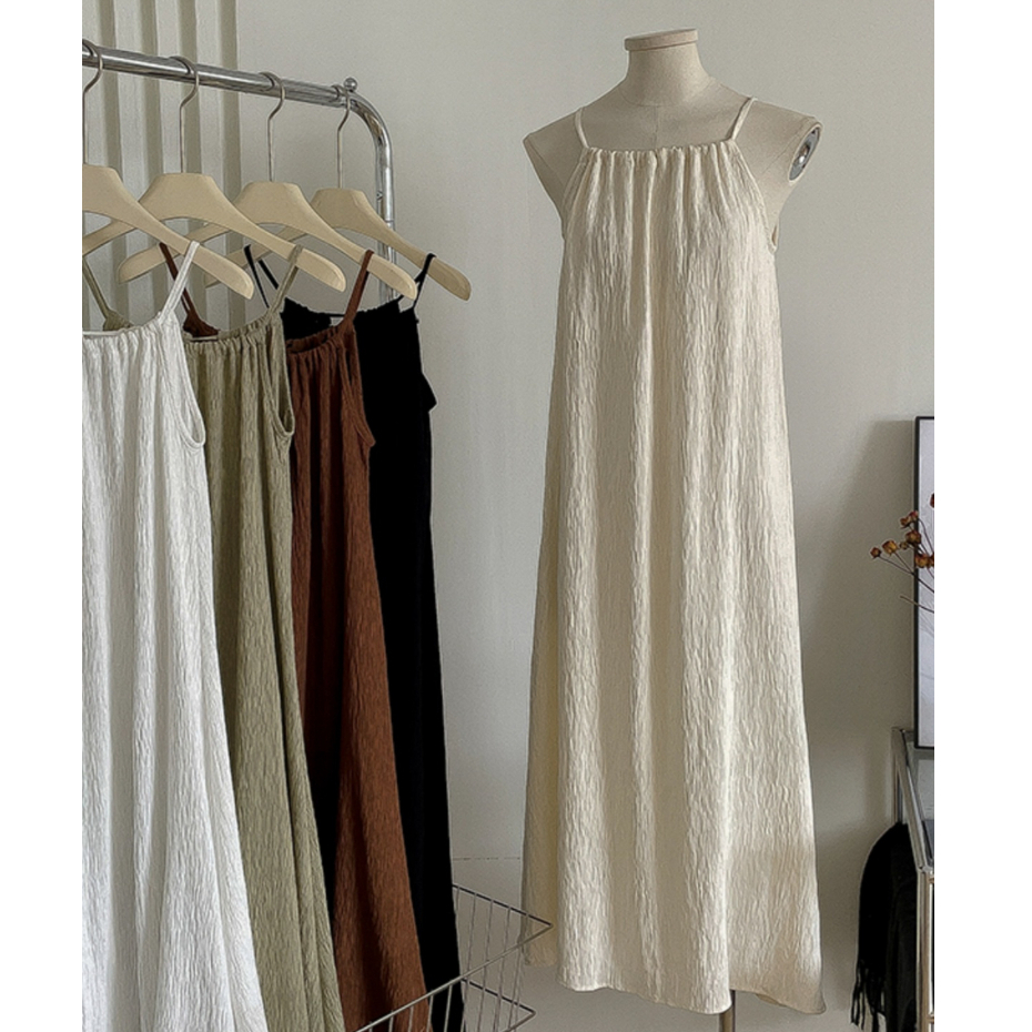 Đầm maxi nữ xuông đũi 2 dây buộc sau xinh xắn, váy maxi nữ dáng dài chữ A hai dây chất mát 0580