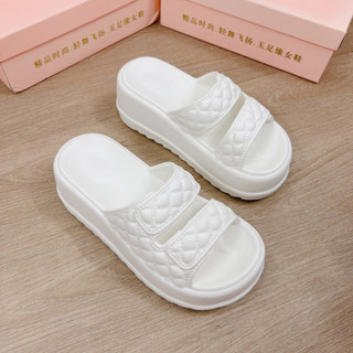 Dép quai ngang nữ 3TDEP, dép bánh mì 2 quai độn đế 7cm tôn dáng