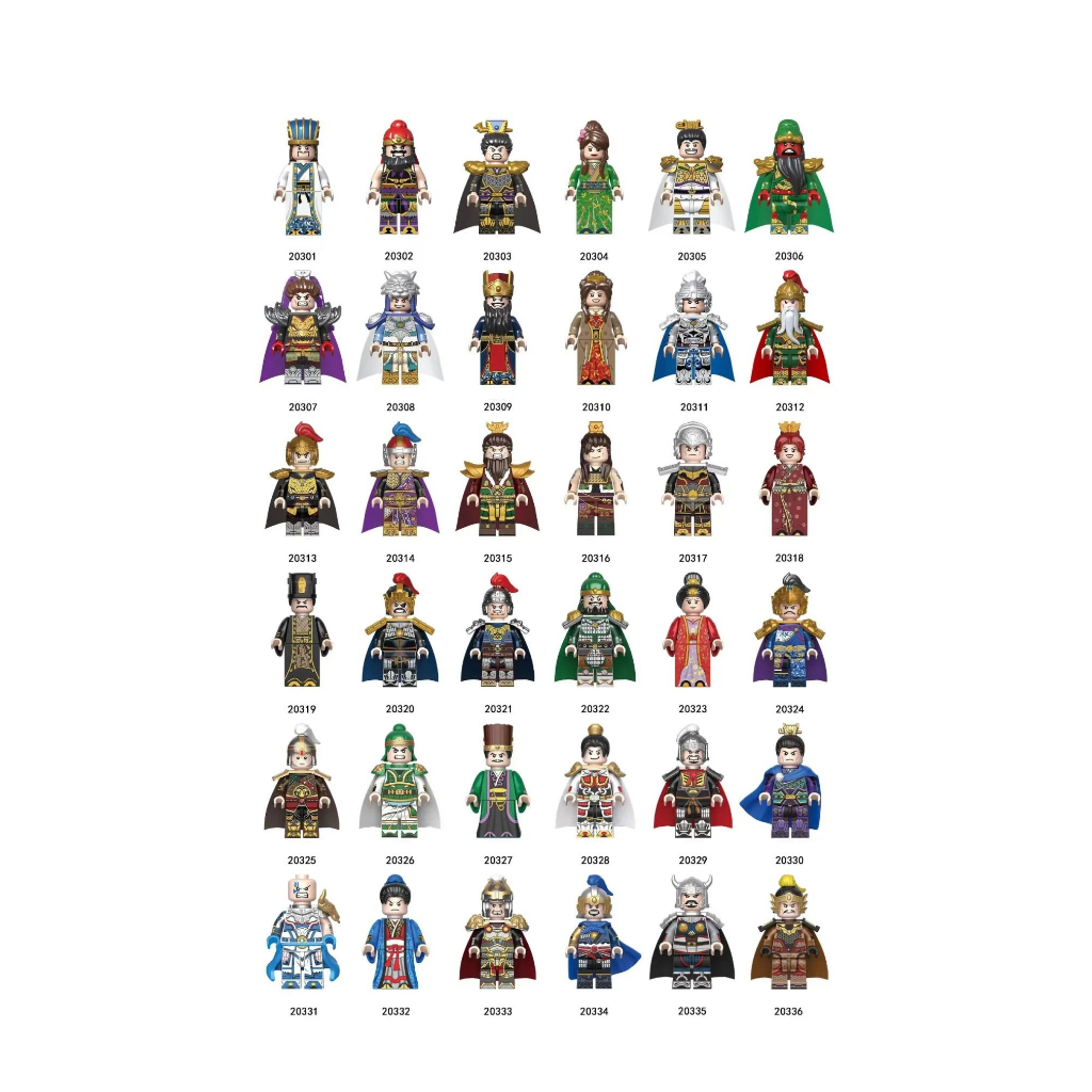 Minifigures Three Kingdom tướng Tam quốc Triệu Vân, Quan Vũ, Lữu Bố