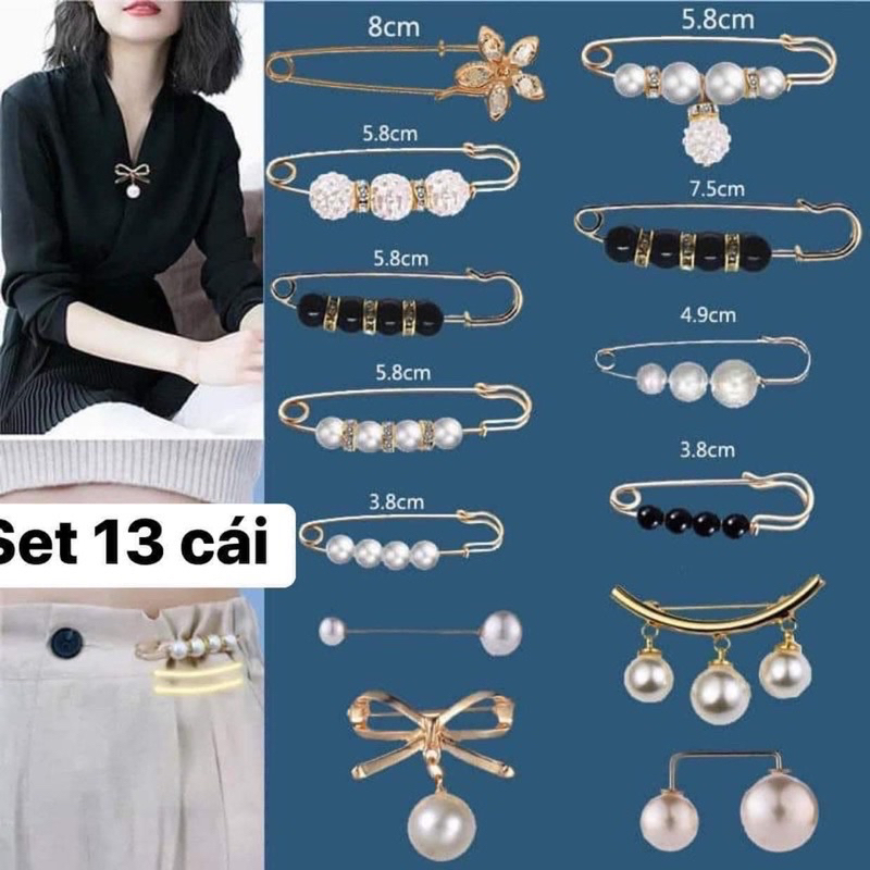 Sét 13 Kẹp Cố Định Thắt Lưng, Ghim Siết Lưng Cài Thắt Lưng Trang Trí Quần