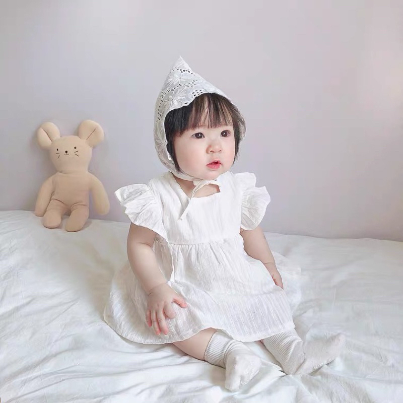 Bộ body váy trắng cánh tiên cho bé gái