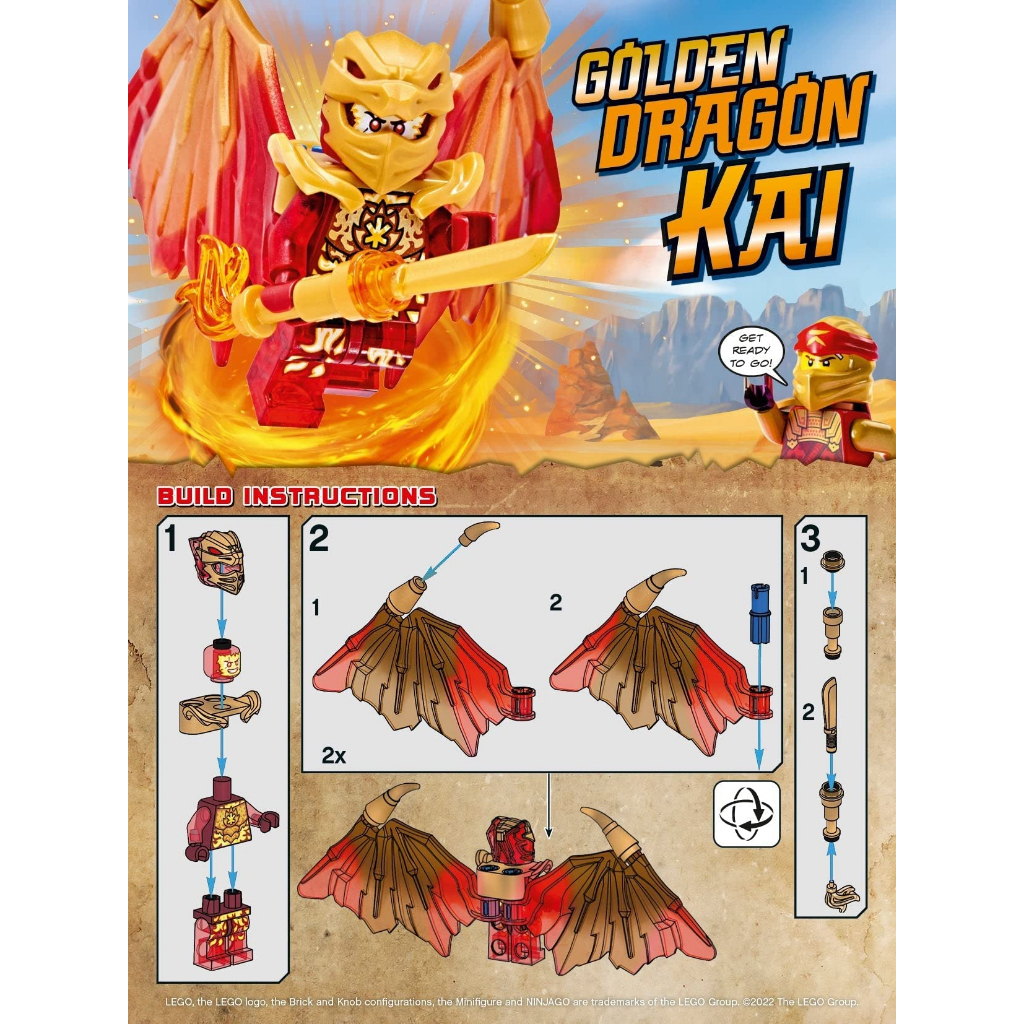 LEGO Ninjago Crystalized Golden Dragon Kai foil pack - 892291 - Túi nhân vật