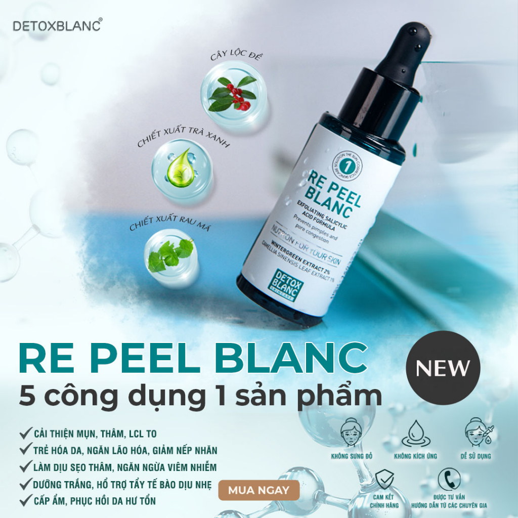 Combo Serum Re Peel & B5 tặng sữa rửa mặt - Peel da tại nhà không bong tróc cho da mụn, nám, sạm - Dưỡng trắng căng mịn