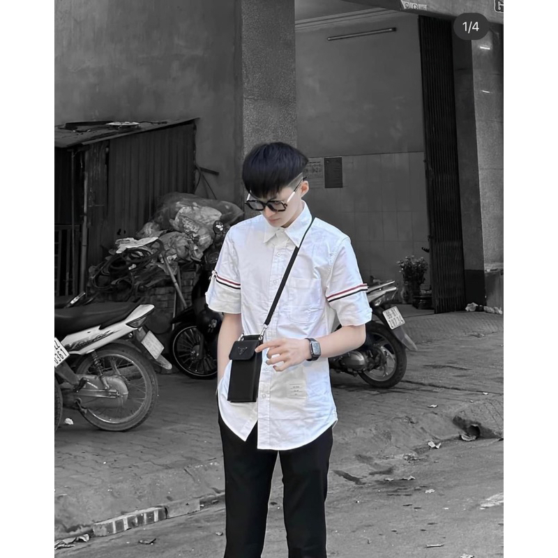 Sơ Mi Thom browne tay ngắn sọc 2 màu ss new 2023 , unisex nam nữ , chuẩn likeauth
