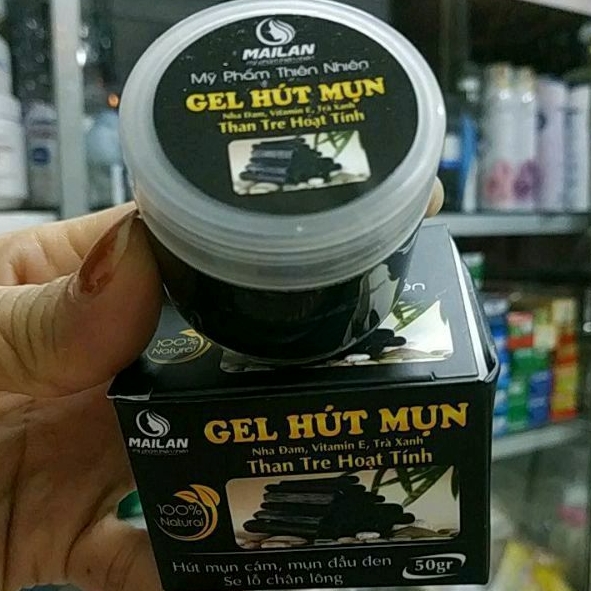 GEL HÚT MỤN THAN TRE HOẠT TÍNH MAILAN 50G, KHÔNG CẦN DÙNG MẶT NẠ GIẤY,100%THIÊN NHIÊN