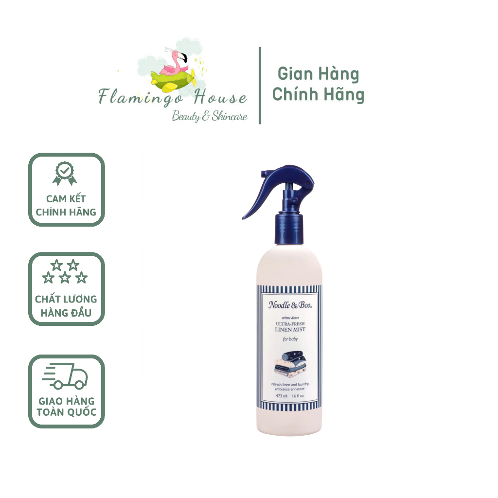 Xịt thơm quần áo Noodle & Boo Utra - Fresh Linen Mist for baby 473ml USA