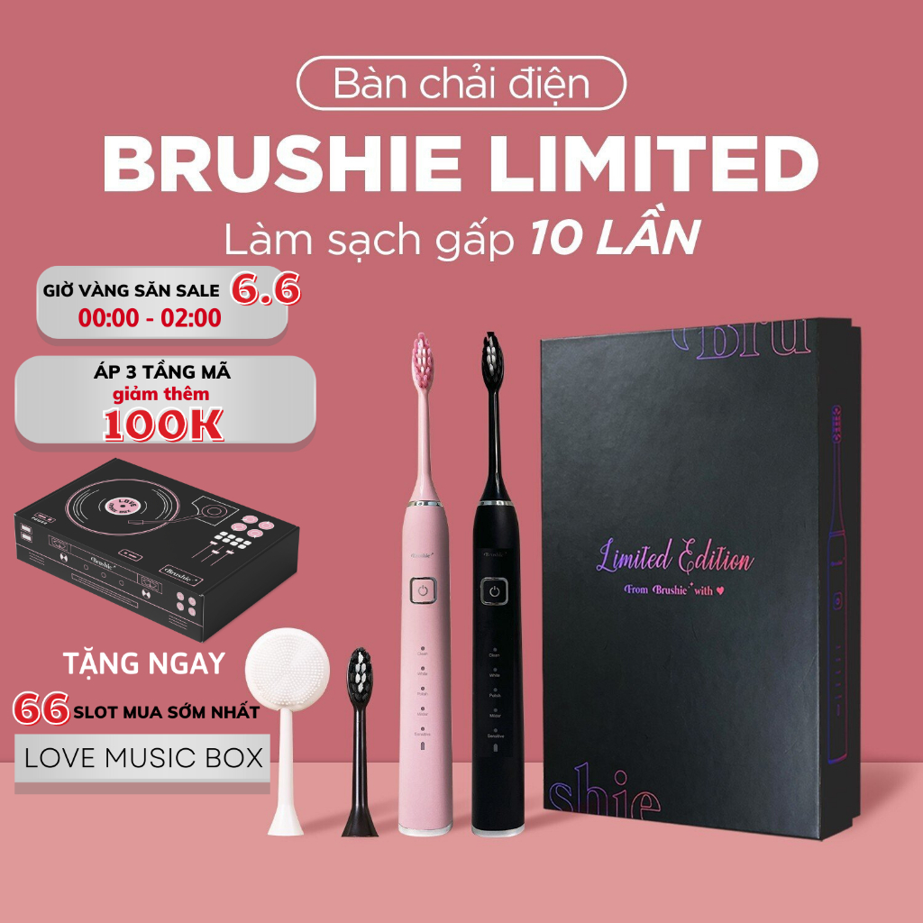 [GIÁ 511K TẠI LIVE SHOP] Bàn chải điện Brushie Ultra Plus tích hợp máy rửa mặt 5 chế độ phiên bản nâng Cấp 2025