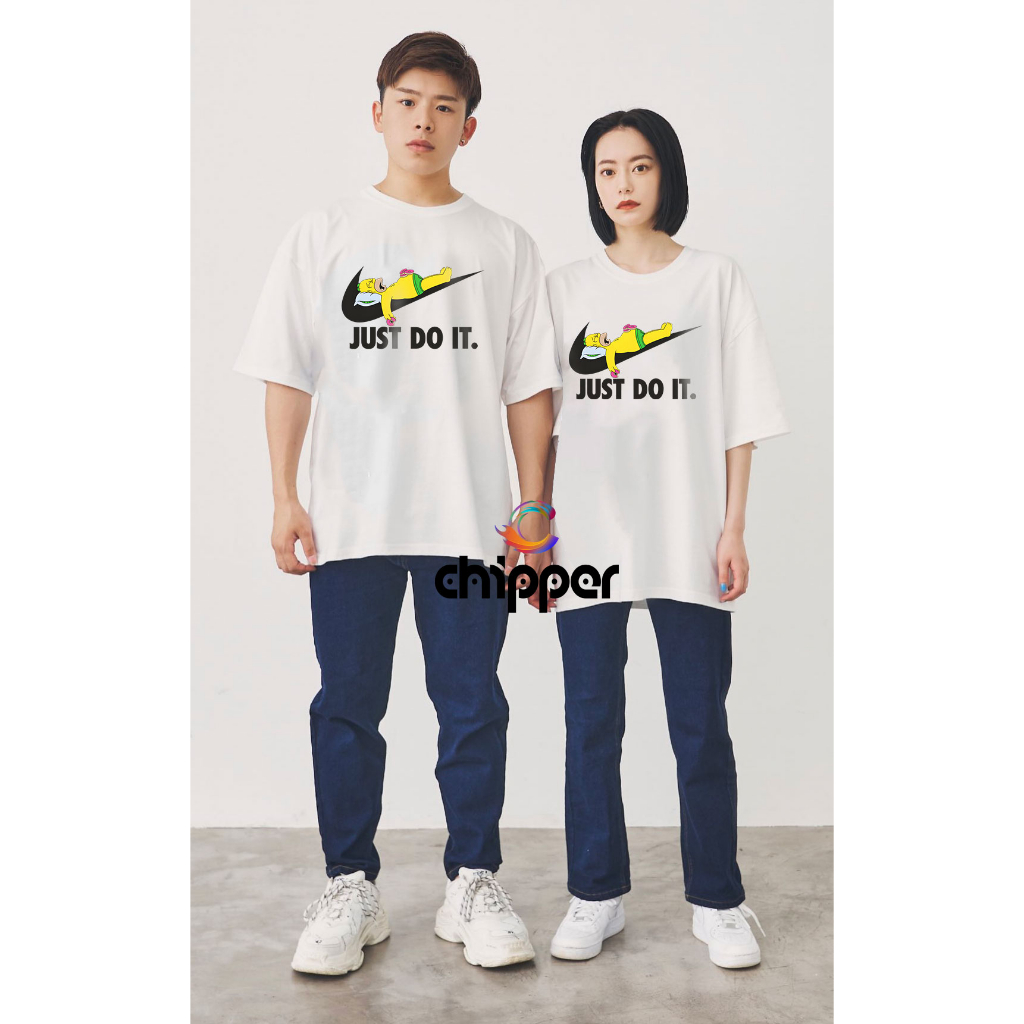 Áo Thun Nam Nữ Hình Simpsons Just Do It Thể Thao Năng Động Form Rộng Chất Vải Cotton Co Giãn Thoáng Mát Mềm Mịn