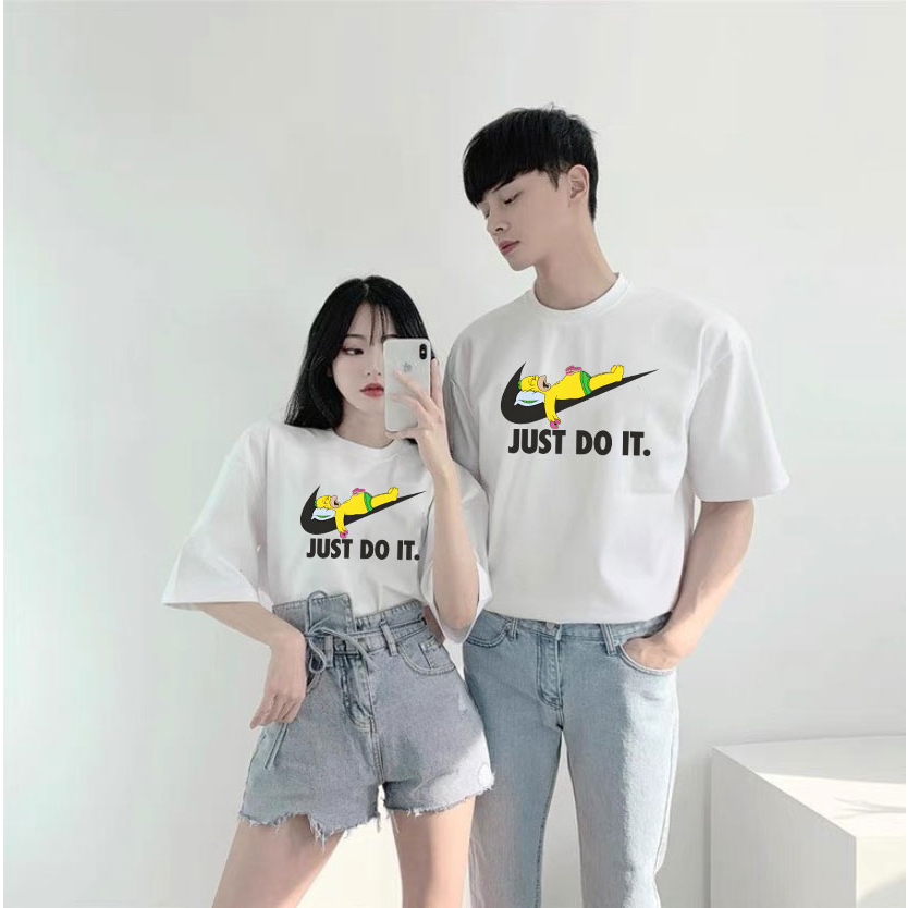 Áo Thun Nam Nữ Hình Simpsons Just Do It Thể Thao Năng Động Form Rộng Chất Vải Cotton Co Giãn Thoáng Mát Mềm Mịn